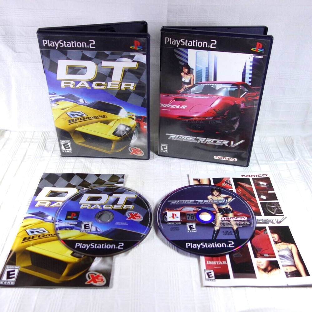 Racing PS2 - 2 Complete Games - DT Racer & Ridge Racer V - Black Label - WORKS